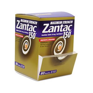 ACID REDUCER, ZANTAC, Maximum Strength, 150mg, 1 per Pack, 80 Packs / Box