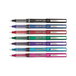 PEN, ROLLER BALL, STICK, Precise V5, Precision Point, Assorted Ink, .5mm, 7 / Pack