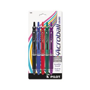 PEN, BALL POINT, RETRACTABLE,  Acroball Colors, 1mm, Black / Blue / Green / Purple / Red, 5 / Pack