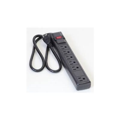 POWER STRIP, 6 OUTLET, 3' CORD, CENTURY, BLACK