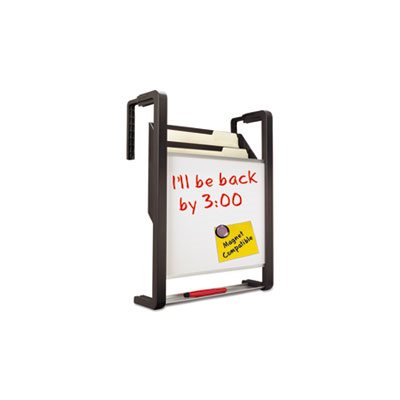 Hanging File Pocket with Dry Erase Board, Three Pockets, Letter, Black