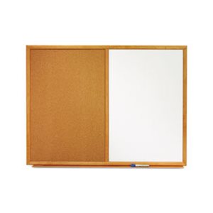 Bulletin / Dry-Erase Board, Melamine / Cork, 48 x 36, White / Brown, Oak Finish Frame