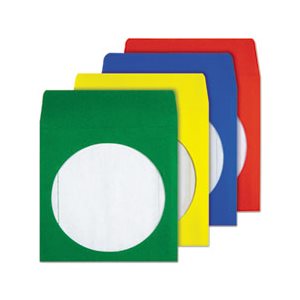 Colored CD / DVD Paper Sleeves, Assorted Colors, 50 / Box