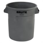 Round Brute Container, Plastic, 10 gal, Gray