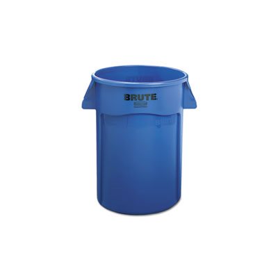 Brute Vented Trash Receptacle, Round, 44 gal, Blue