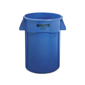 Brute Vented Trash Receptacle, Round, 44 gal, Blue