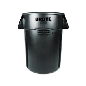 Brute Vented Trash Receptacle, Round, 44 gal, Black