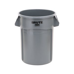 Brute Vented Trash Receptacle, Round, 44 gal, Gray