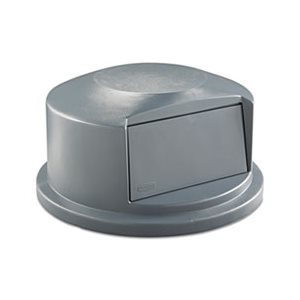 Round Brute Dome Top Receptacle, Push Door, 24 13 / 16 x 12 5 / 8, Gray