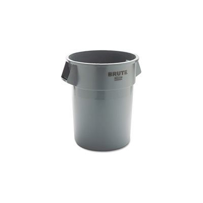 Round Brute Container, Plastic, 55 gal, Gray