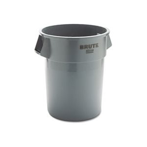 Round Brute Container, Plastic, 55 gal, Gray