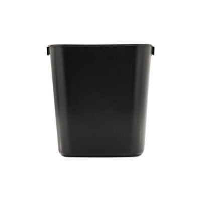 Deskside Plastic Wastebasket, Rectangular, 3 1 / 2 gal, Black