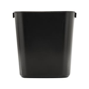 Deskside Plastic Wastebasket, Rectangular, 3 1 / 2 gal, Black