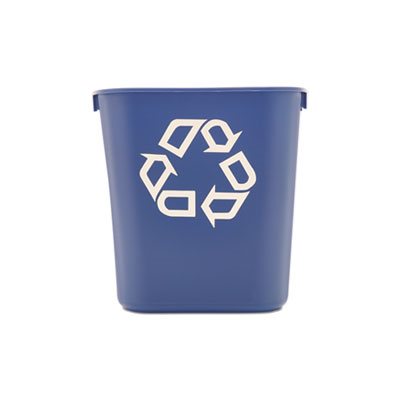 Small Deskside Recycling Container, Rectangular, Plastic, 13.625qt, Blue