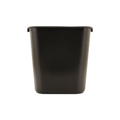 Deskside Plastic Wastebasket, Rectangular, 7 gal, Black