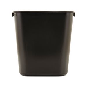 Deskside Plastic Wastebasket, Rectangular, 7 gal, Black