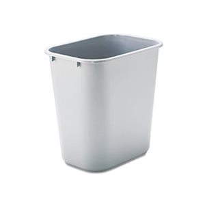 Deskside Plastic Wastebasket, Rectangular, 7 gal, Gray