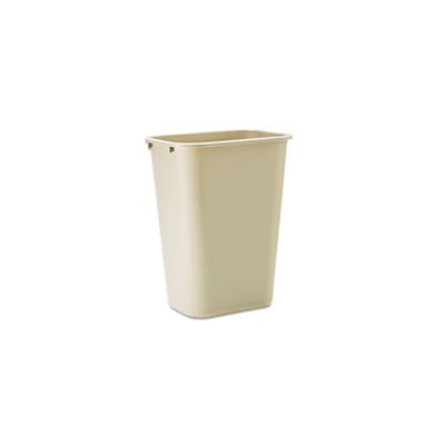 Deskside Plastic Wastebasket, Rectangular, 10 1 / 4 gal, Beige