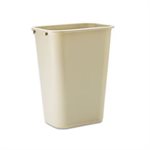 Deskside Plastic Wastebasket, Rectangular, 10 1 / 4 gal, Beige