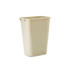 Deskside Plastic Wastebasket, Rectangular, 10 1 / 4 gal, Beige