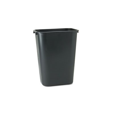 Deskside Plastic Wastebasket, Rectangular, 10 1 / 4 gal, Black