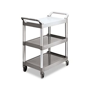 Economy Plastic Cart, Three-Shelf, 18-5 / 8w x 33-5 / 8d x 37-3 / 4h, Platinum