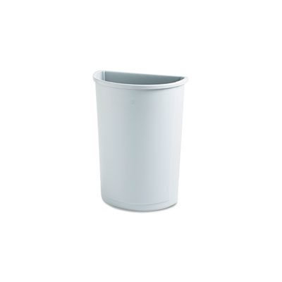 Untouchable Waste Container, Half-Round, Plastic, 21gal, Gray