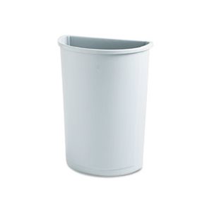 Untouchable Waste Container, Half-Round, Plastic, 21gal, Gray