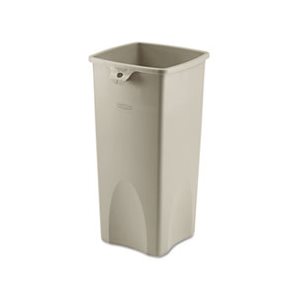 Untouchable Waste Container, Square, Plastic, 23gal, Beige