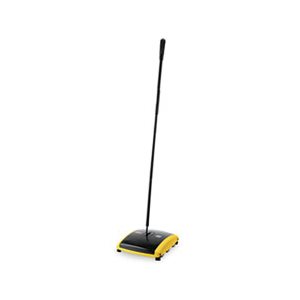 Dual Action Sweeper, Boar / Nylon Bristles, 44" Steel / Plastic Handle, Black / Yellow