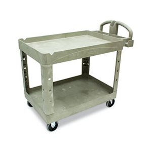 Heavy-Duty Utility Cart, Two-Shelf, 25 1 / 4w x 44d x 39h, Beige