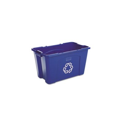 Stacking Recycle Bin, Rectangular, Polyethylene, 18gal, Blue