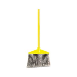 Angled Large Broom, Poly Bristles, 46 7 / 8" Metal Handle, Yellow / Gray