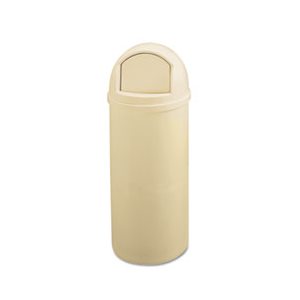 Marshal Classic Container, Round, Polyethylene, 25gal, Beige