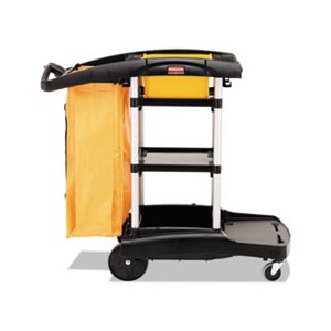 High Capacity Cleaning Cart, 21-3 / 4w x 49-3 / 4d x 38-3 / 8h, Black