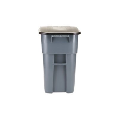 Brute Rollout Container, Square, Plastic, 50gal, Gray