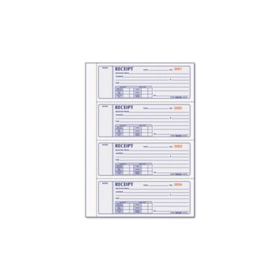 Money Receipt Book, 7 x 2 3 / 4, Carbonless Triplicate, 200 Sets / Book