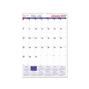 One Month Per Page Twin Wirebound Wall Calendar, 12 x 17, 2024