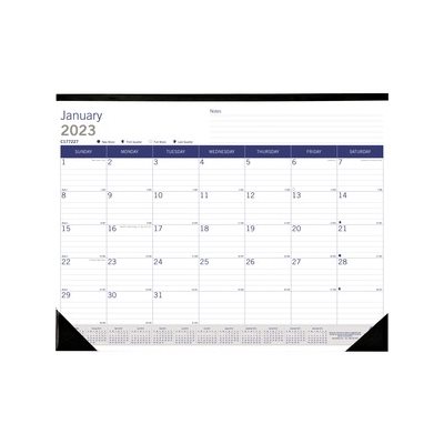 DuraGlobe Monthly Desk Pad Calendar, 22 x 17, 2025