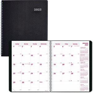 DuraFlex 14-Month Planner, 8 7 / 8 x 7 1 / 8, Black 2023-2025