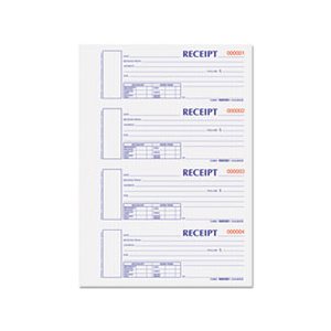 Hardcover Numbered Money Receipt Book, 6 7 / 8 x 2 3 / 4, Two-Part, 300 Forms