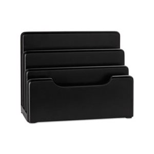 Wood Tones Desktop Sorter, Three Sections, Wood, Black