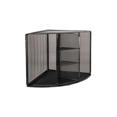 Mesh Corner Desktop Shelf, Five Sections, 20 x 14 x 13, Black