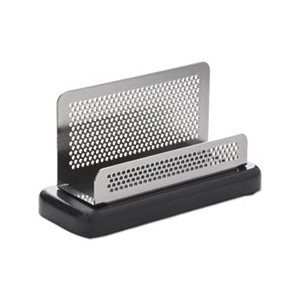 Distinctions Business Card Holder, Capacity 50 2 1 / 4 x 4 Cards, Metal / Black