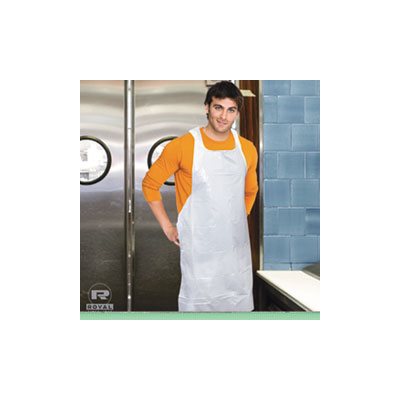 Poly Apron, White, 28 in. x 46 in., 100 / Pack, One Size Fits All, 10 Pack / Carton