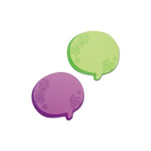 Thought Bubble Notes, 2 3 / 4 x 3, Green / Purple, 75-Sheet Pads, 2 / Set