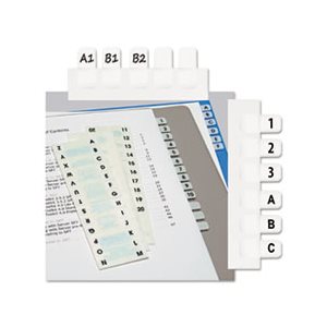 Side-Mount Self-Stick Plastic A-Z Index Tabs, 1 inch, White, 104 / Pack