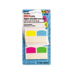 Write-On Self-Stick Index Tabs, 1 1 / 16 Inch, 4 Colors, 48 / Pack