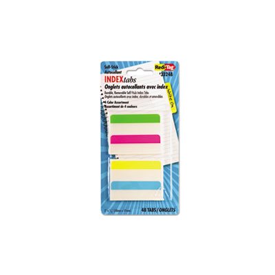 Write-On Self-Stick Index Tabs, 2 x 11 / 16, 4 Colors, 48 / Pack