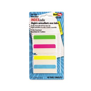 Write-On Self-Stick Index Tabs, 2 x 11 / 16, 4 Colors, 48 / Pack